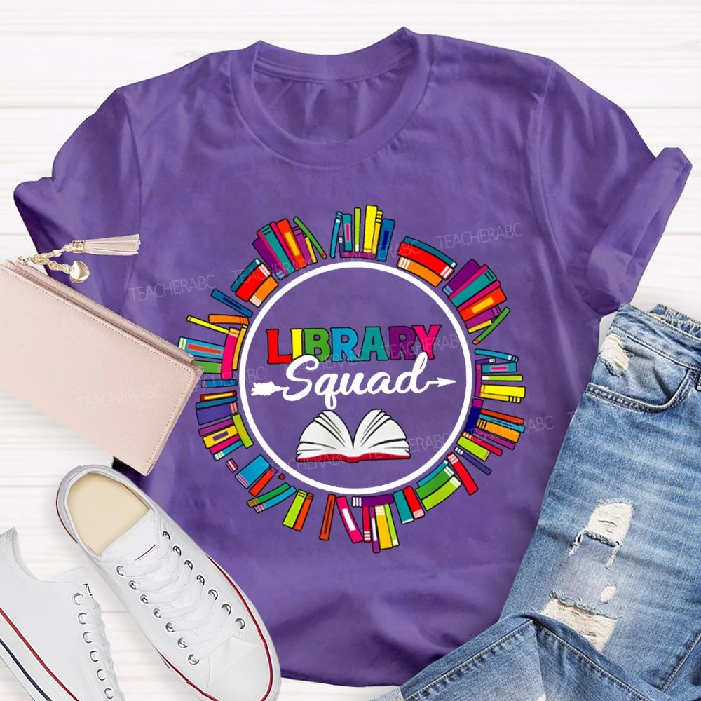 Library Squad Colored Books T-shirt