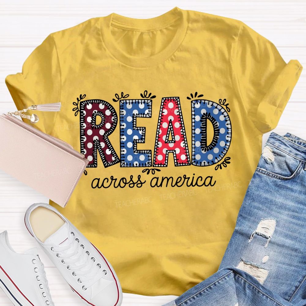 Read Across America Colorful Polka Dot Font T-shirt