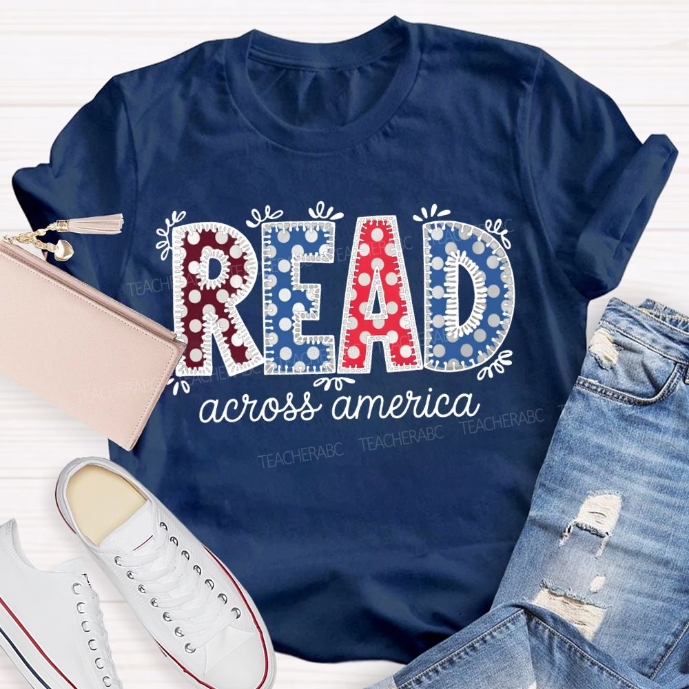 Read Across America Colorful Polka Dot Font T-shirt