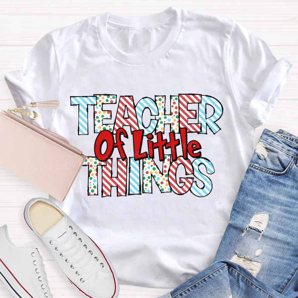 Teacher Or Little Things Colorful Polka Dot Font T-shirt