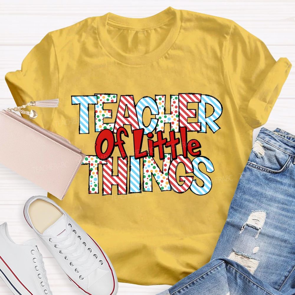 Teacher Or Little Things Colorful Polka Dot Font T-shirt