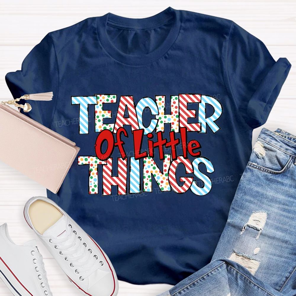 Teacher Or Little Things Colorful Polka Dot Font T-shirt