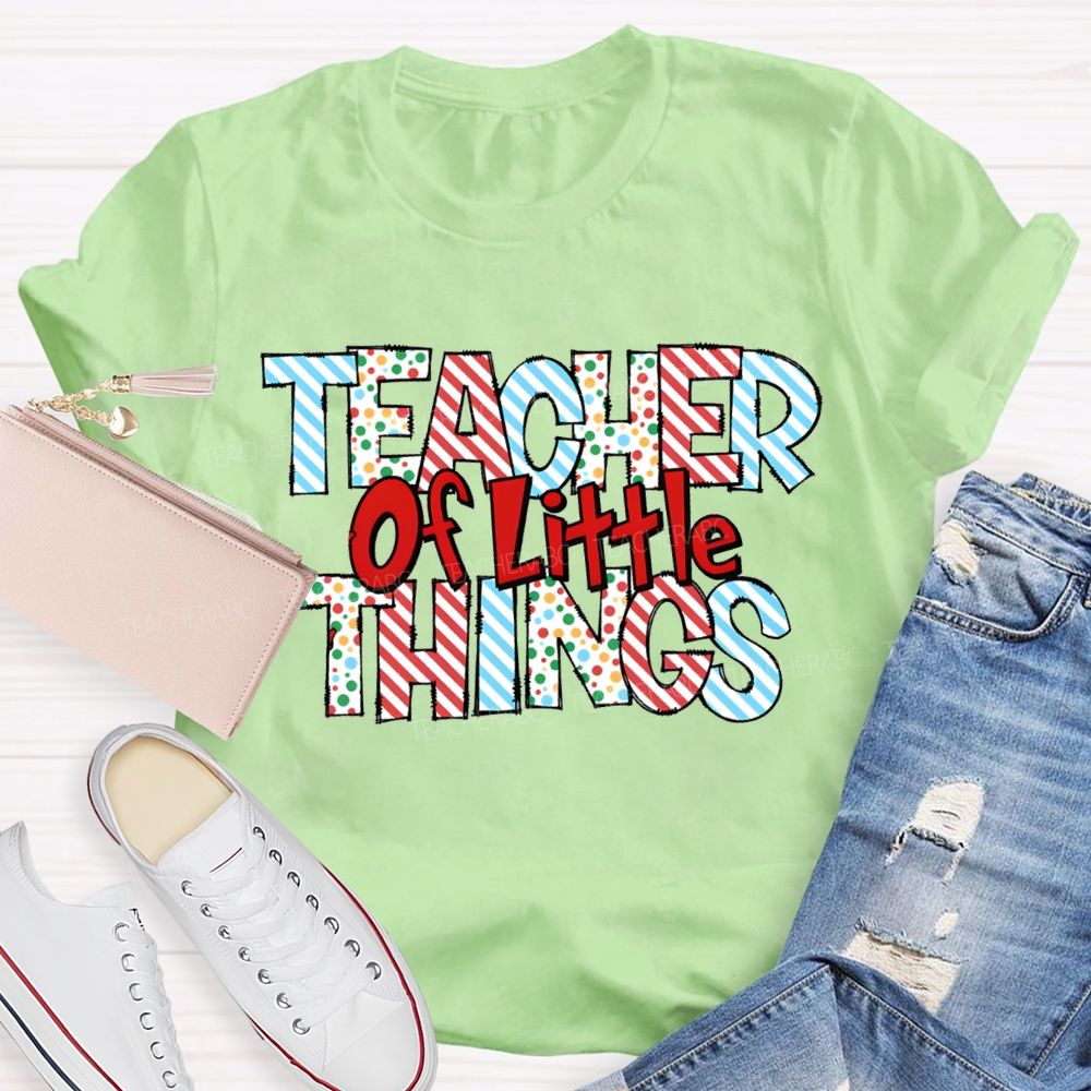 Teacher Or Little Things Colorful Polka Dot Font T-shirt