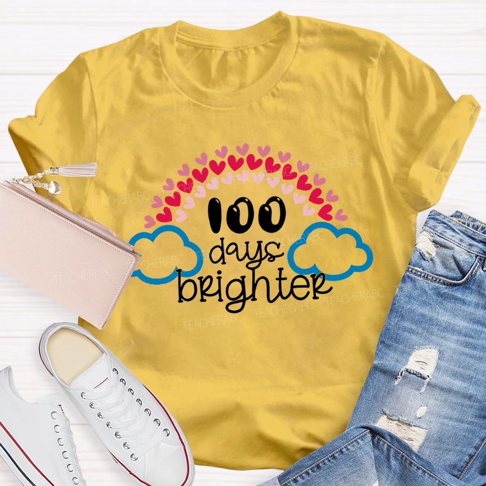 100 Days Brighter Heart And Cloud Print T-shirt