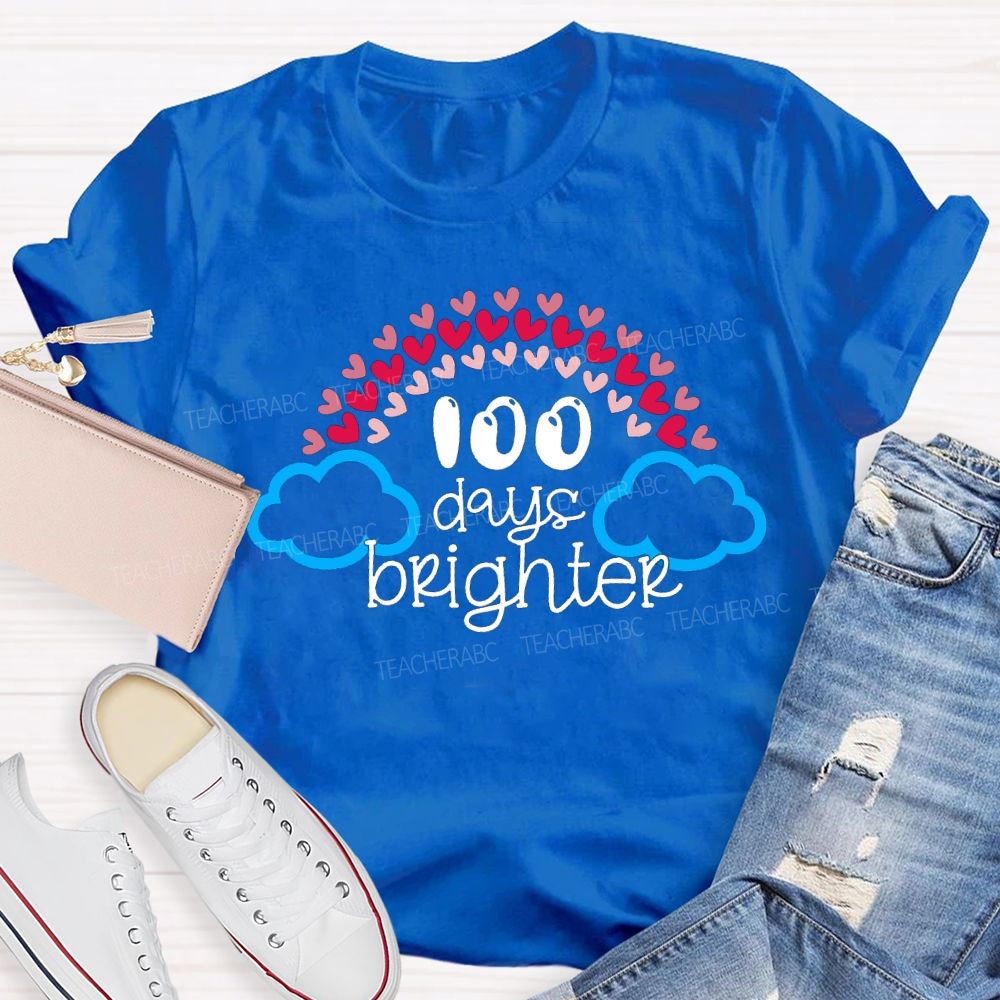 100 Days Brighter Heart And Cloud Print T-shirt
