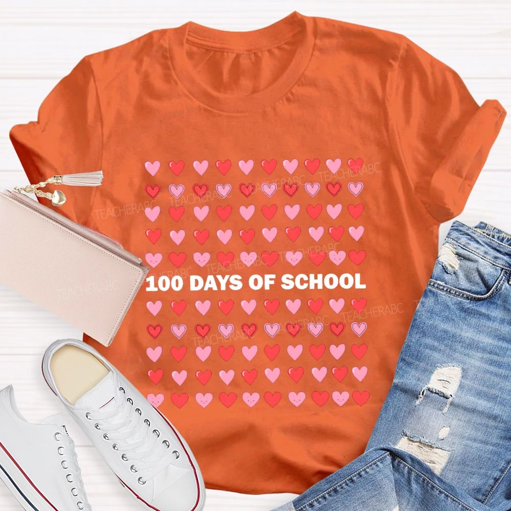 100 Days Of School Heart Valentine'S Day T-shirt