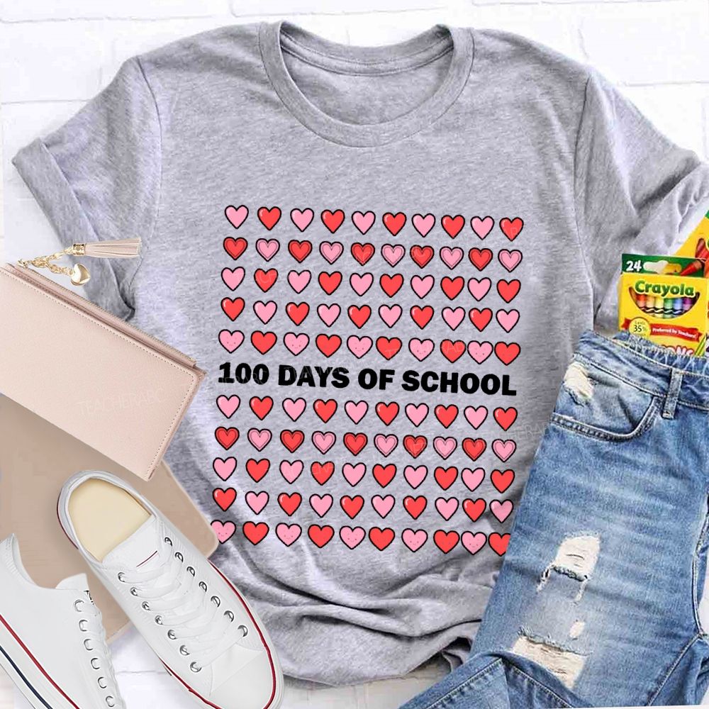 100 Days Of School Heart Valentine'S Day T-shirt