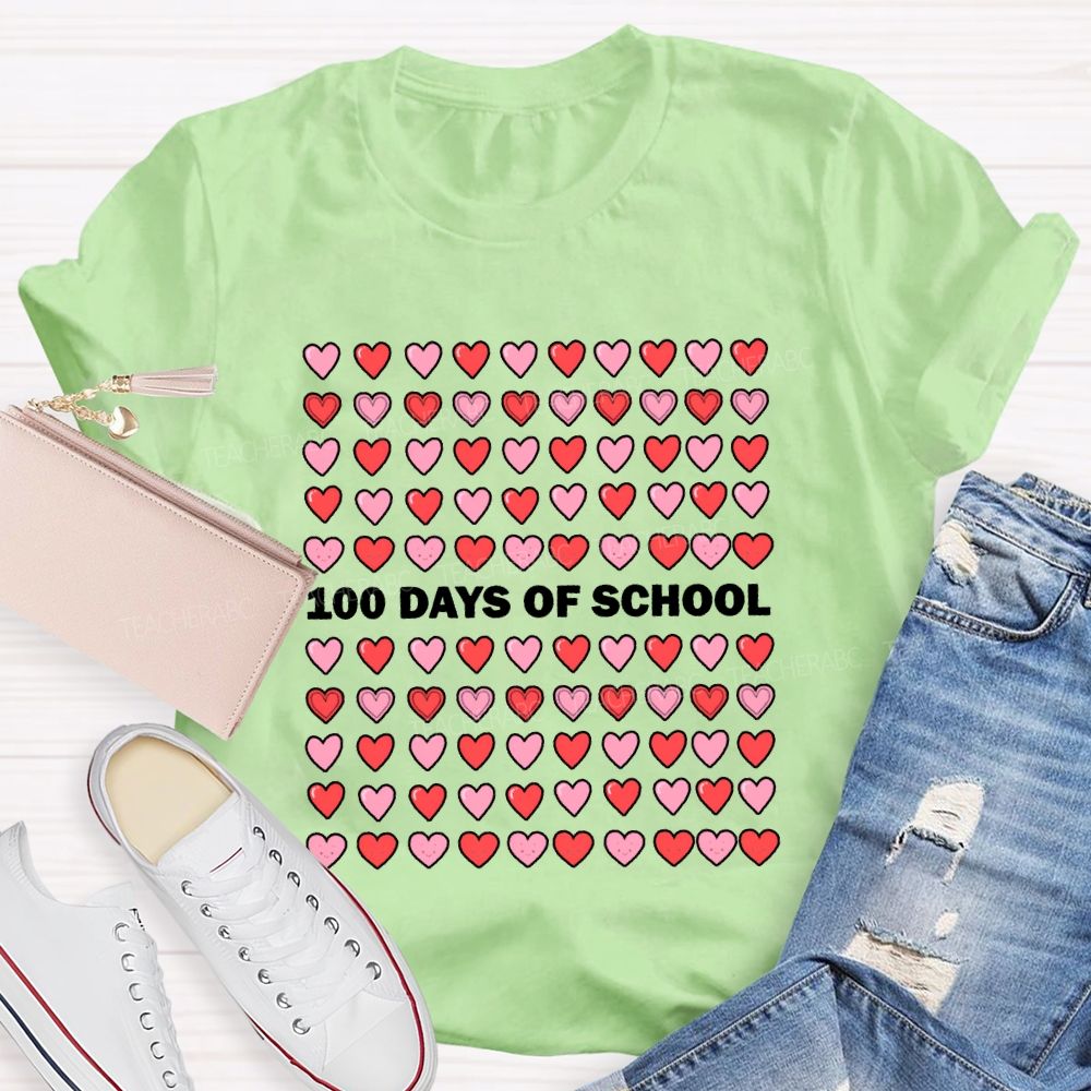 100 Days Of School Heart Valentine'S Day T-shirt