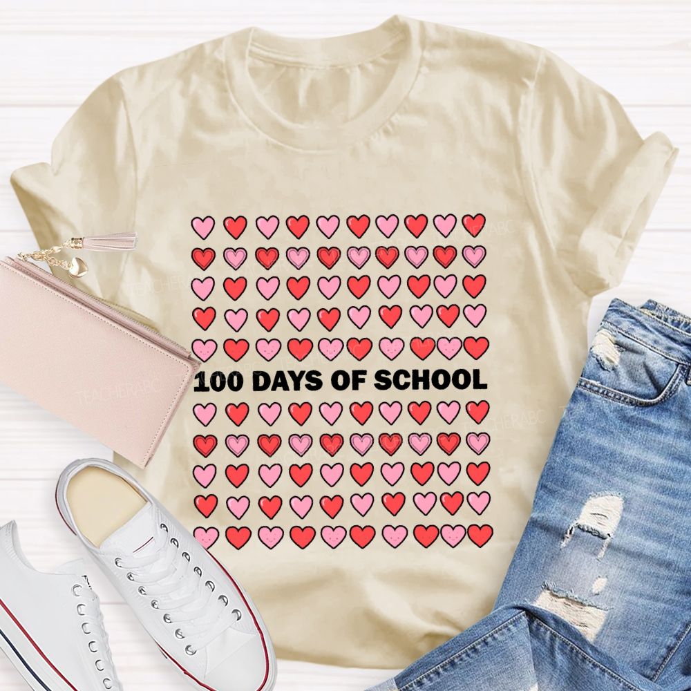 100 Days Of School Heart Valentine'S Day T-shirt