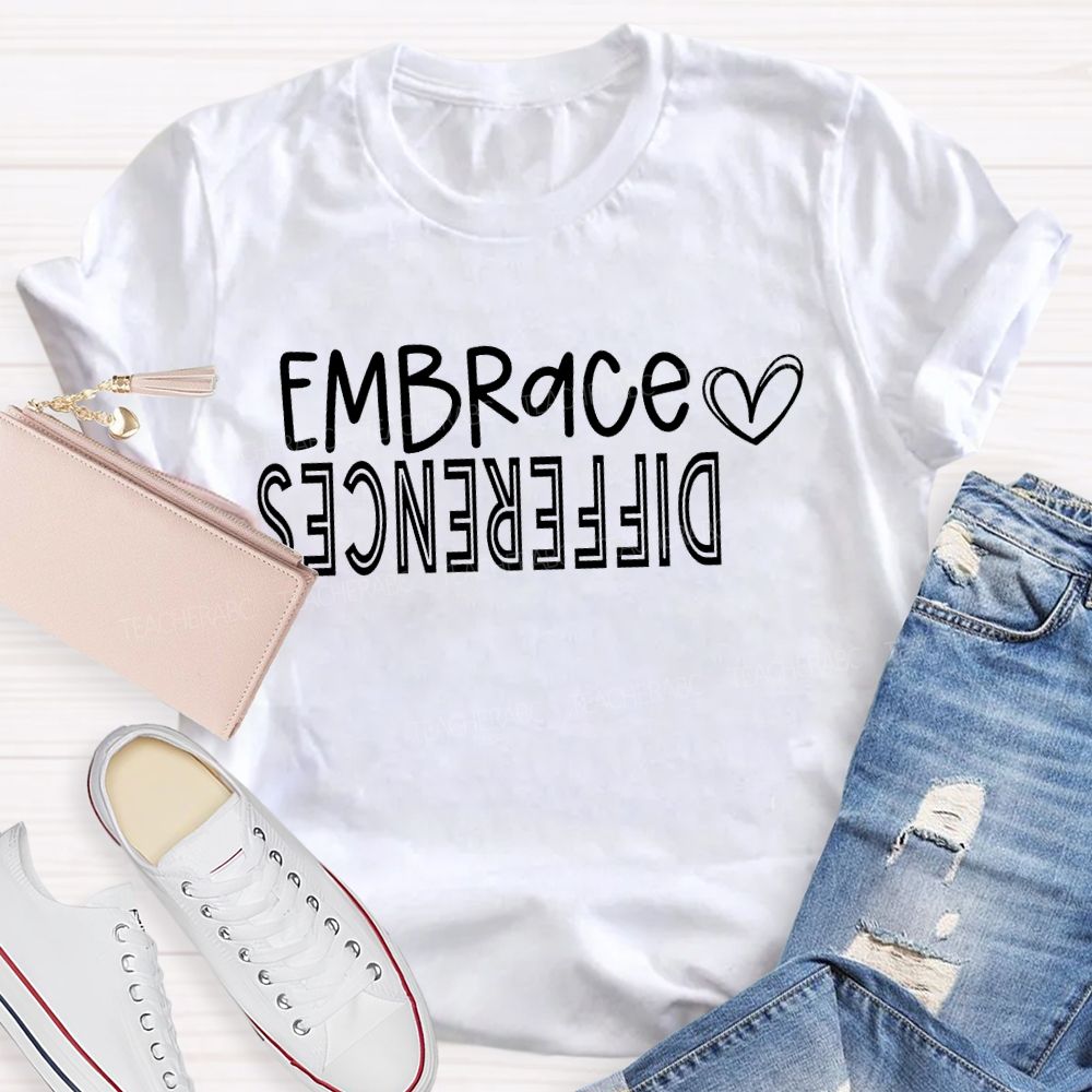 Embrace Difference Peach Heart Special Education T-shirt