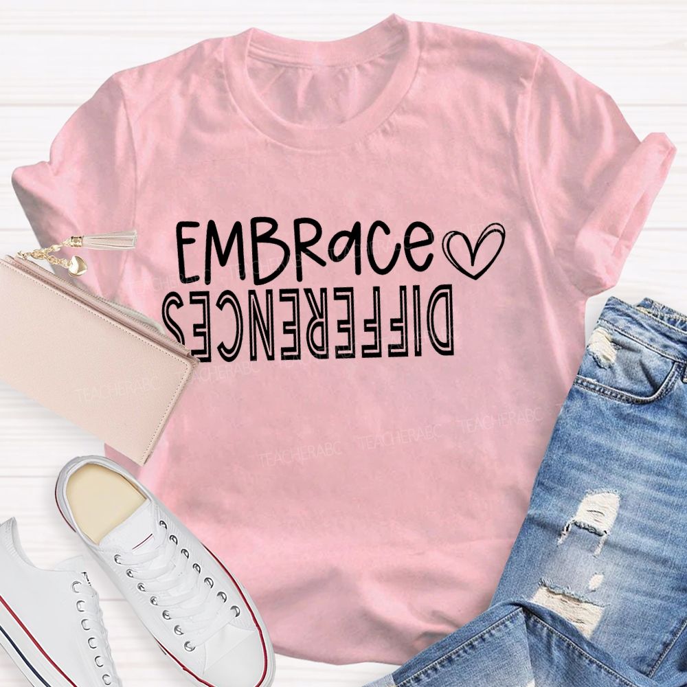 Embrace Difference Peach Heart Special Education T-shirt