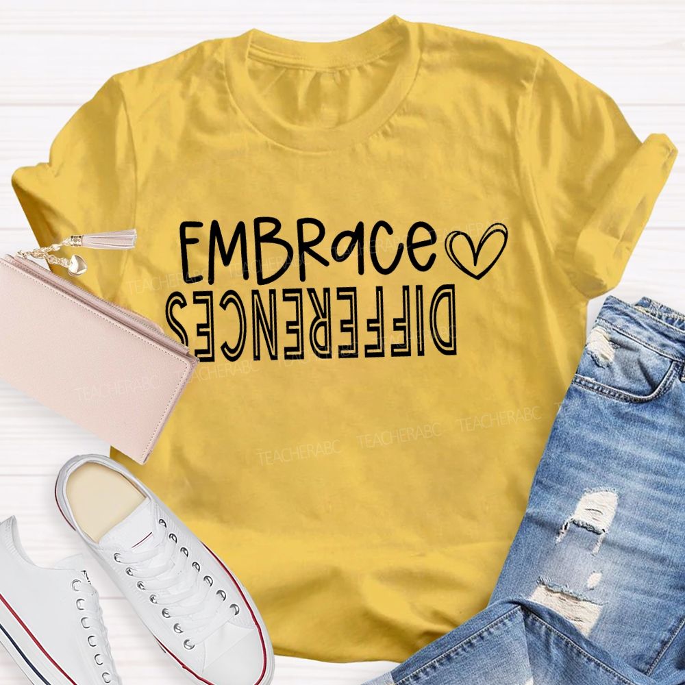 Embrace Difference Peach Heart Special Education T-shirt