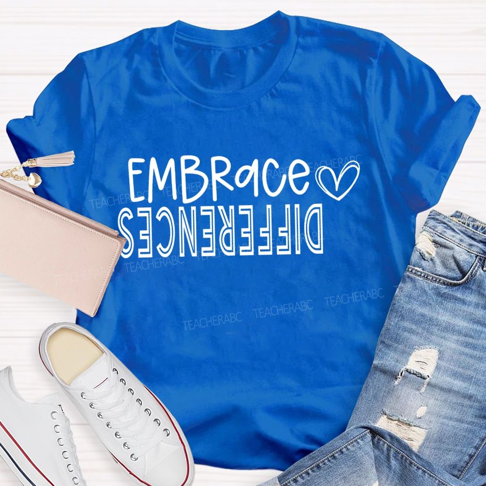 Embrace Difference Peach Heart Special Education T-shirt