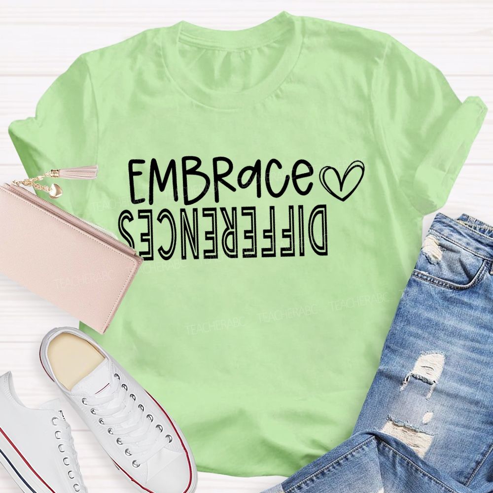 Embrace Difference Peach Heart Special Education T-shirt