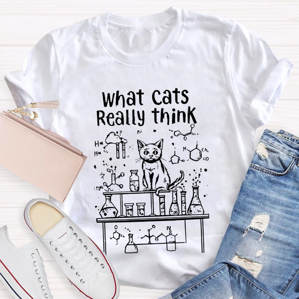 What Cats Really Think Cats And Lab Bottles Science Teacher T-shirt