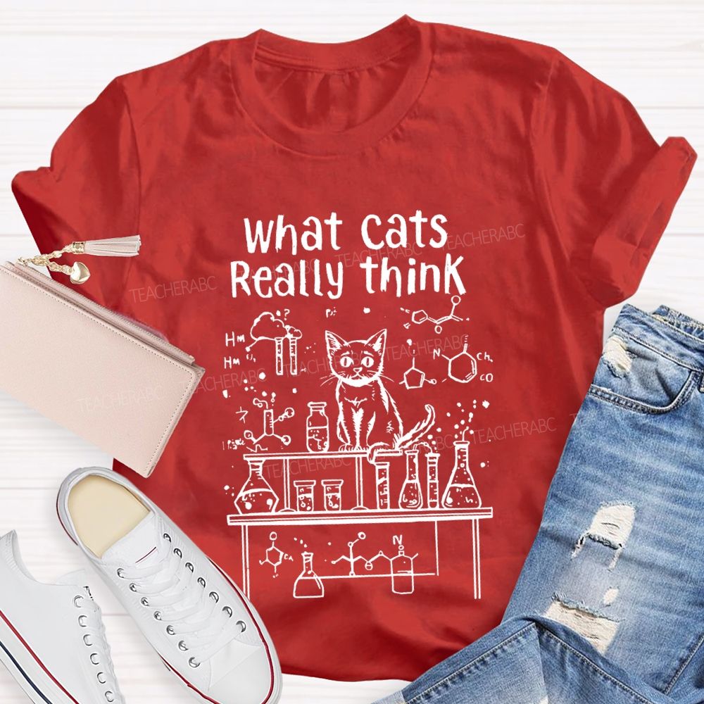 What Cats Really Think Cats And Lab Bottles Science Teacher T-shirt
