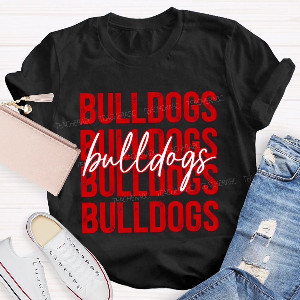 Personalized Mascot Bulldogs Colored Fonts T-shirt
