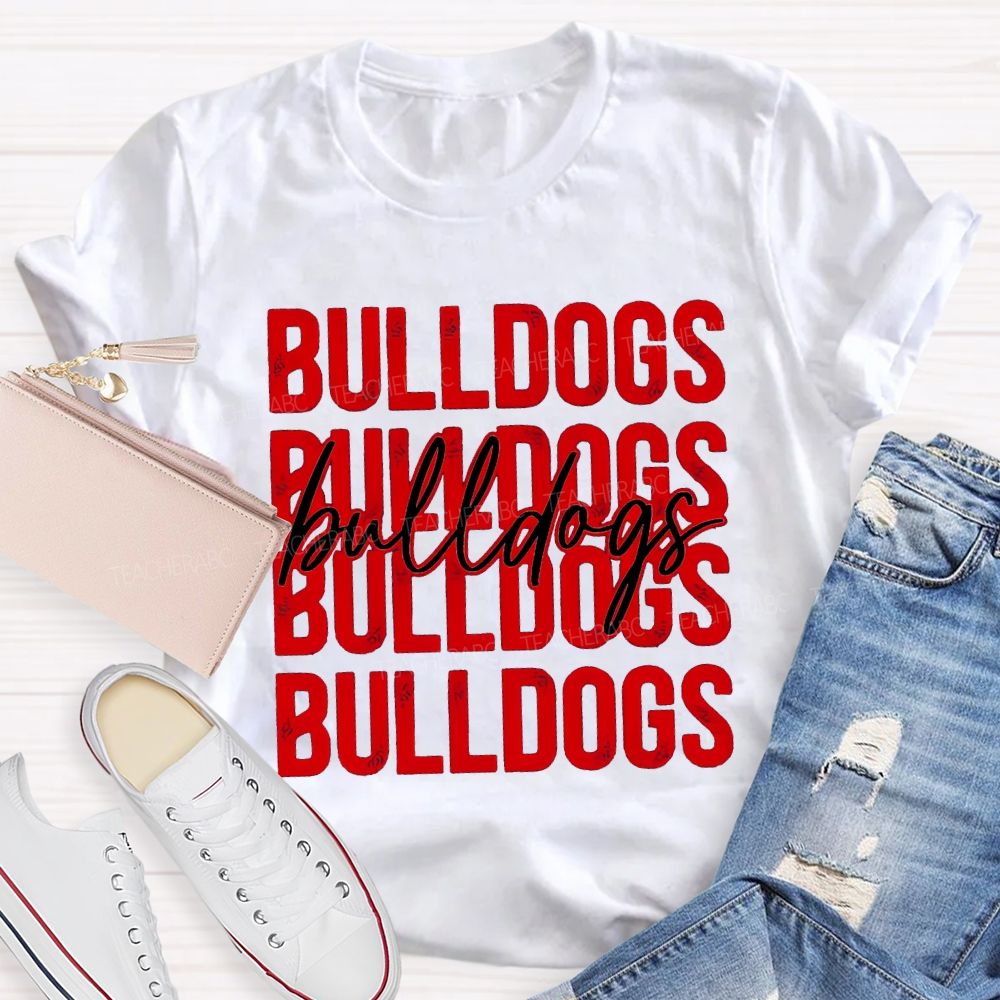 Personalized Mascot Bulldogs Colored Fonts T-shirt