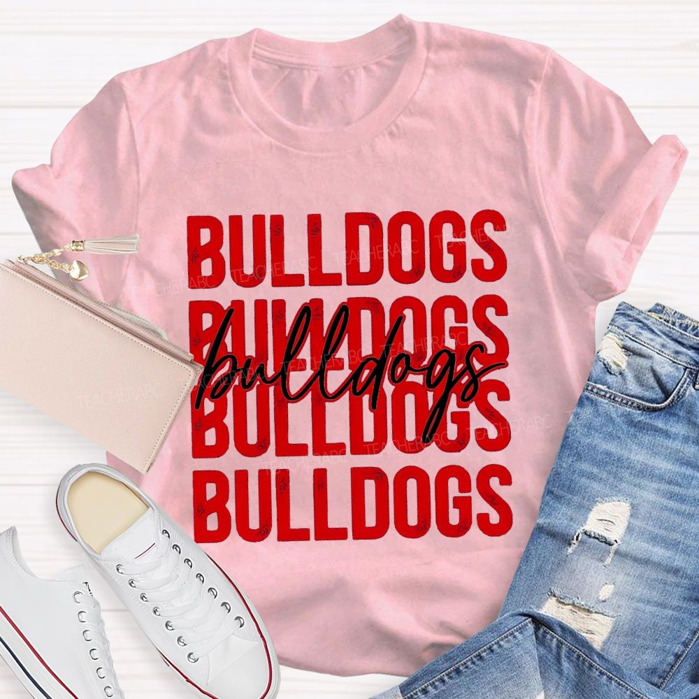 Personalized Mascot Bulldogs Colored Fonts T-shirt