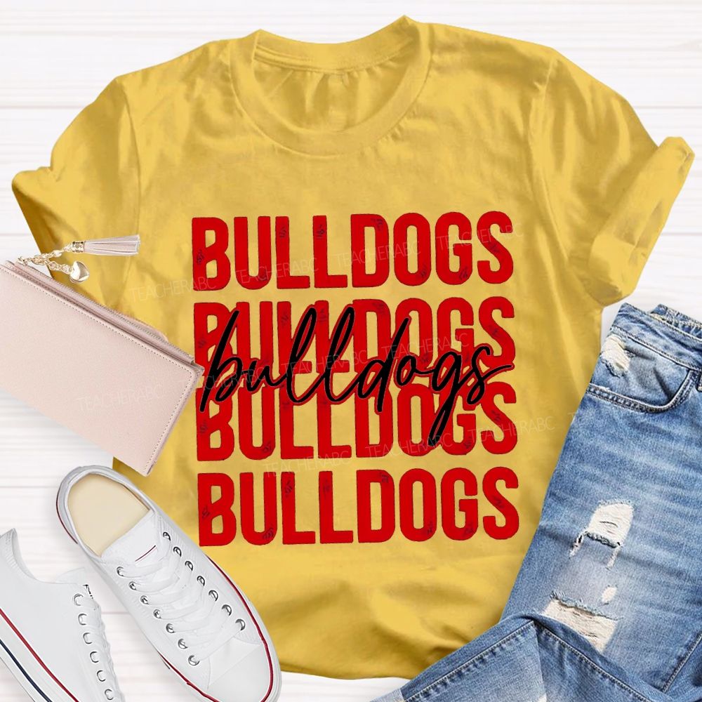 Personalized Mascot Bulldogs Colored Fonts T-shirt