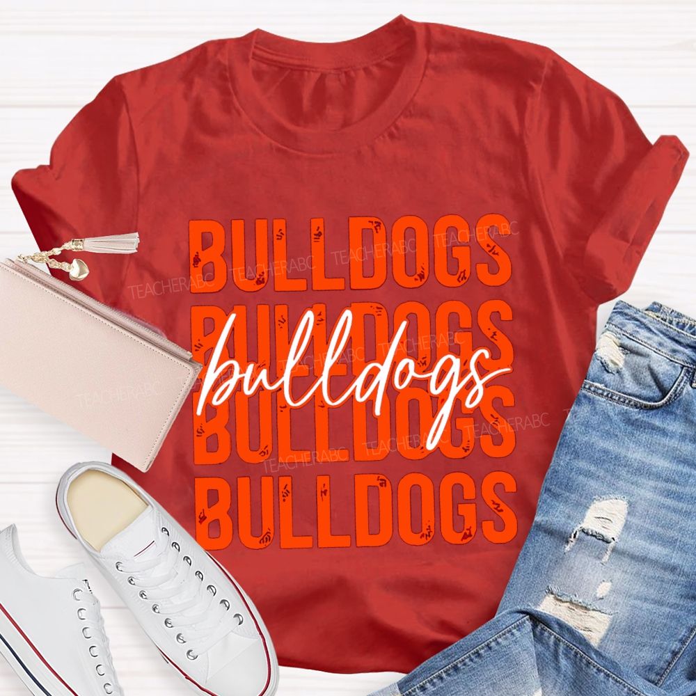 Personalized Mascot Bulldogs Colored Fonts T-shirt