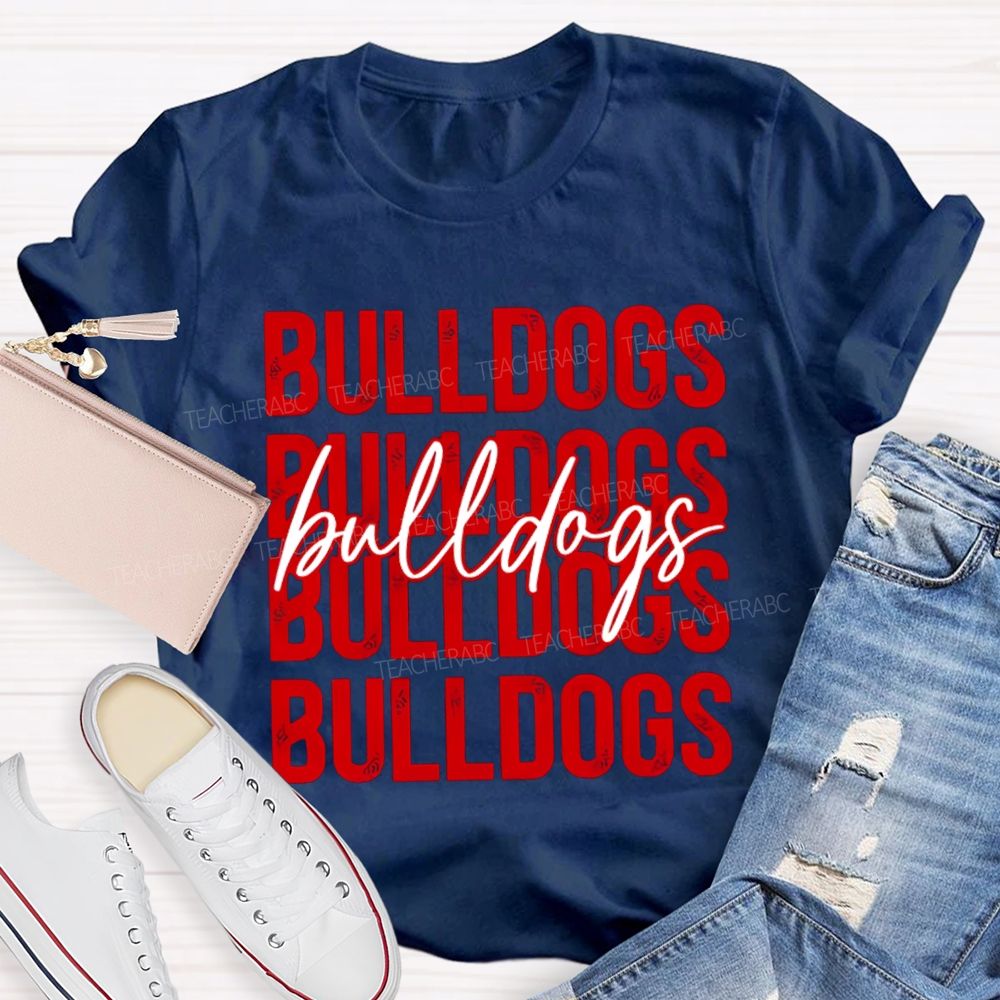 Personalized Mascot Bulldogs Colored Fonts T-shirt