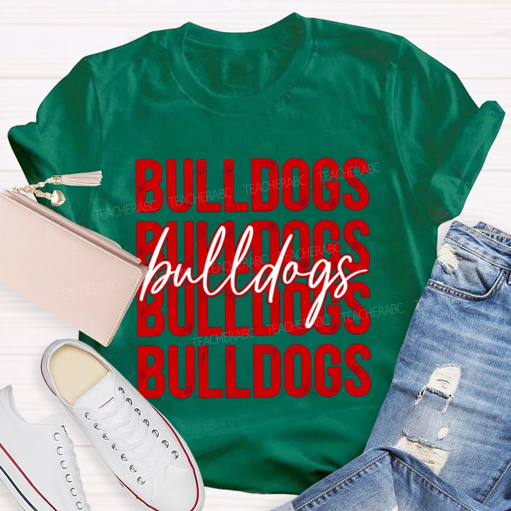 Personalized Mascot Bulldogs Colored Fonts T-shirt