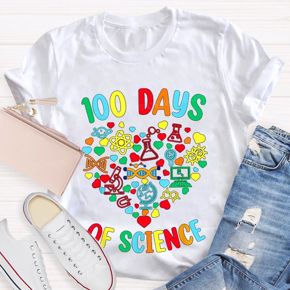 100 Days Of Science Colorful Heart T-Shirt