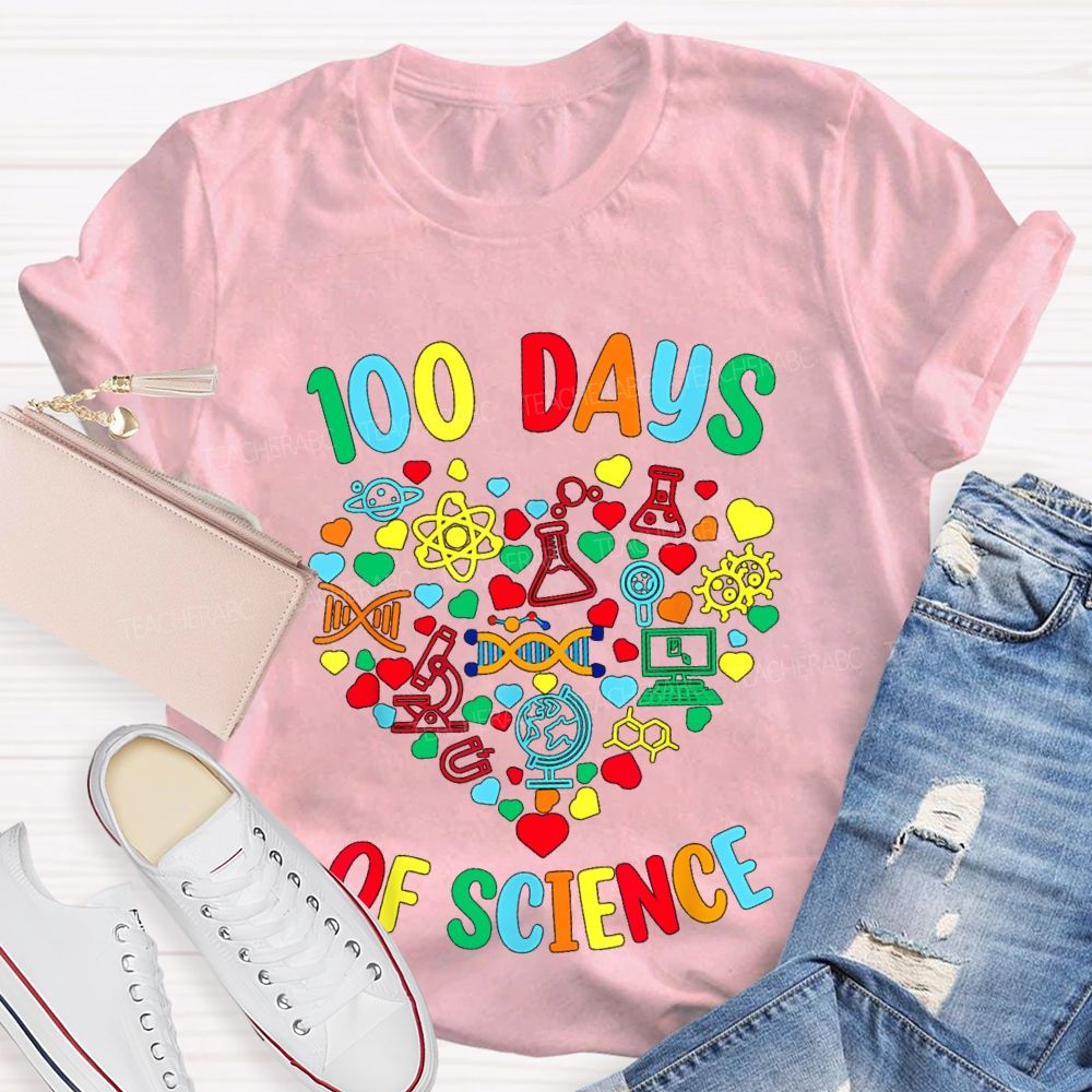100 Days Of Science Colorful Heart T-Shirt