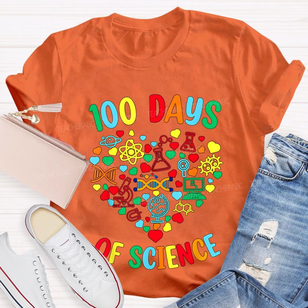 100 Days Of Science Colorful Heart T-Shirt