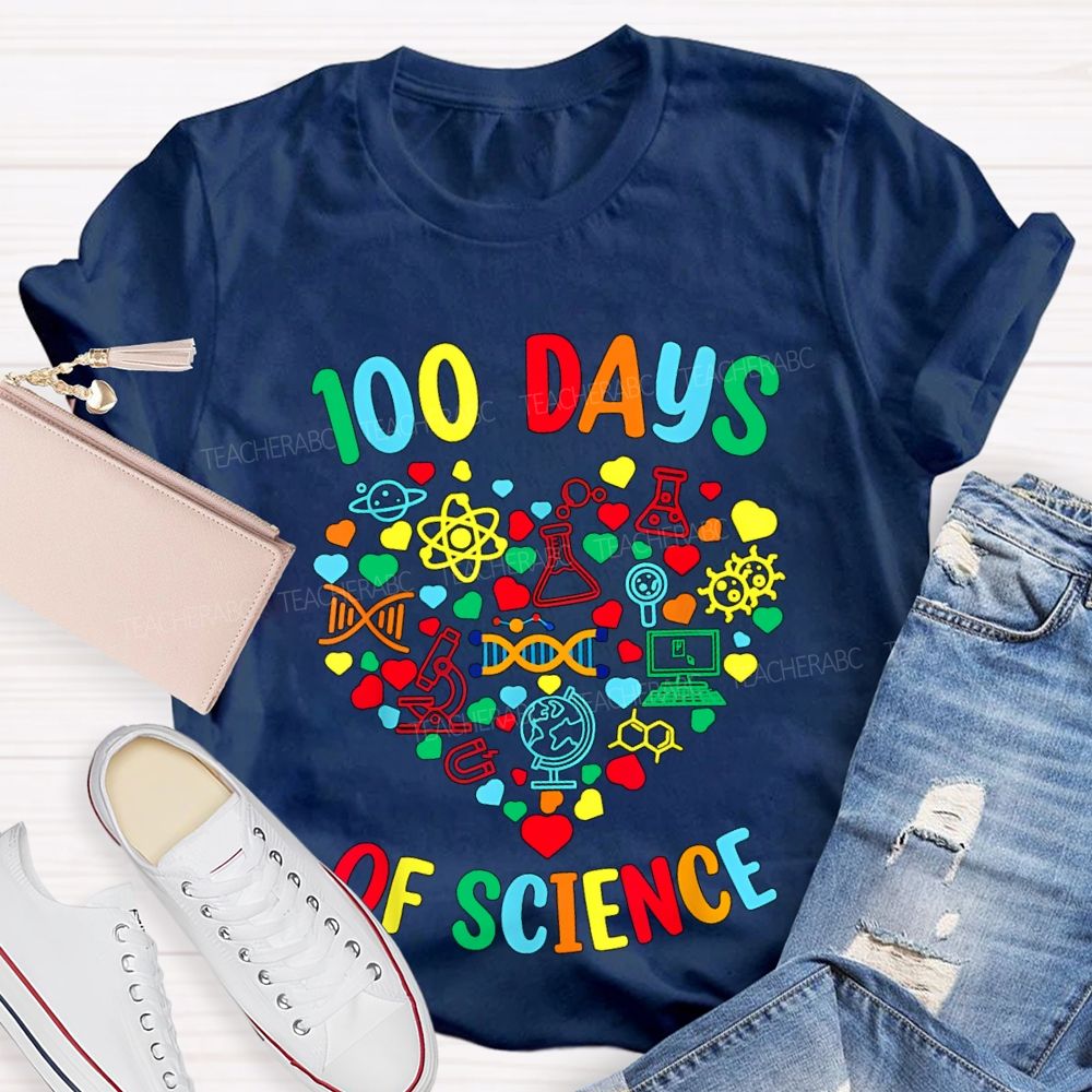 100 Days Of Science Colorful Heart T-Shirt