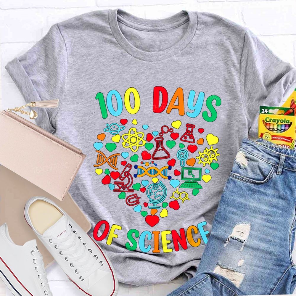 100 Days Of Science Colorful Heart T-Shirt