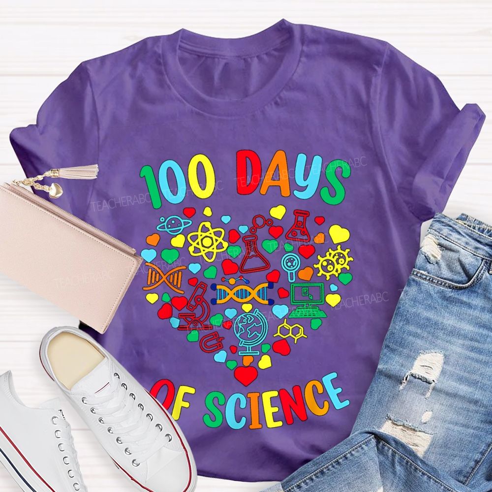 100 Days Of Science Colorful Heart T-Shirt