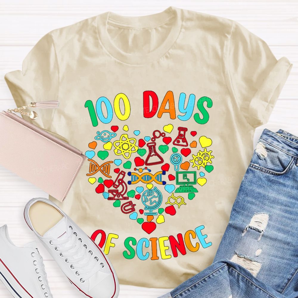 100 Days Of Science Colorful Heart T-Shirt