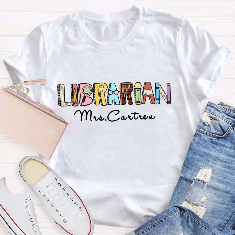 Personalized Library Name Bookshelf T-Shirt