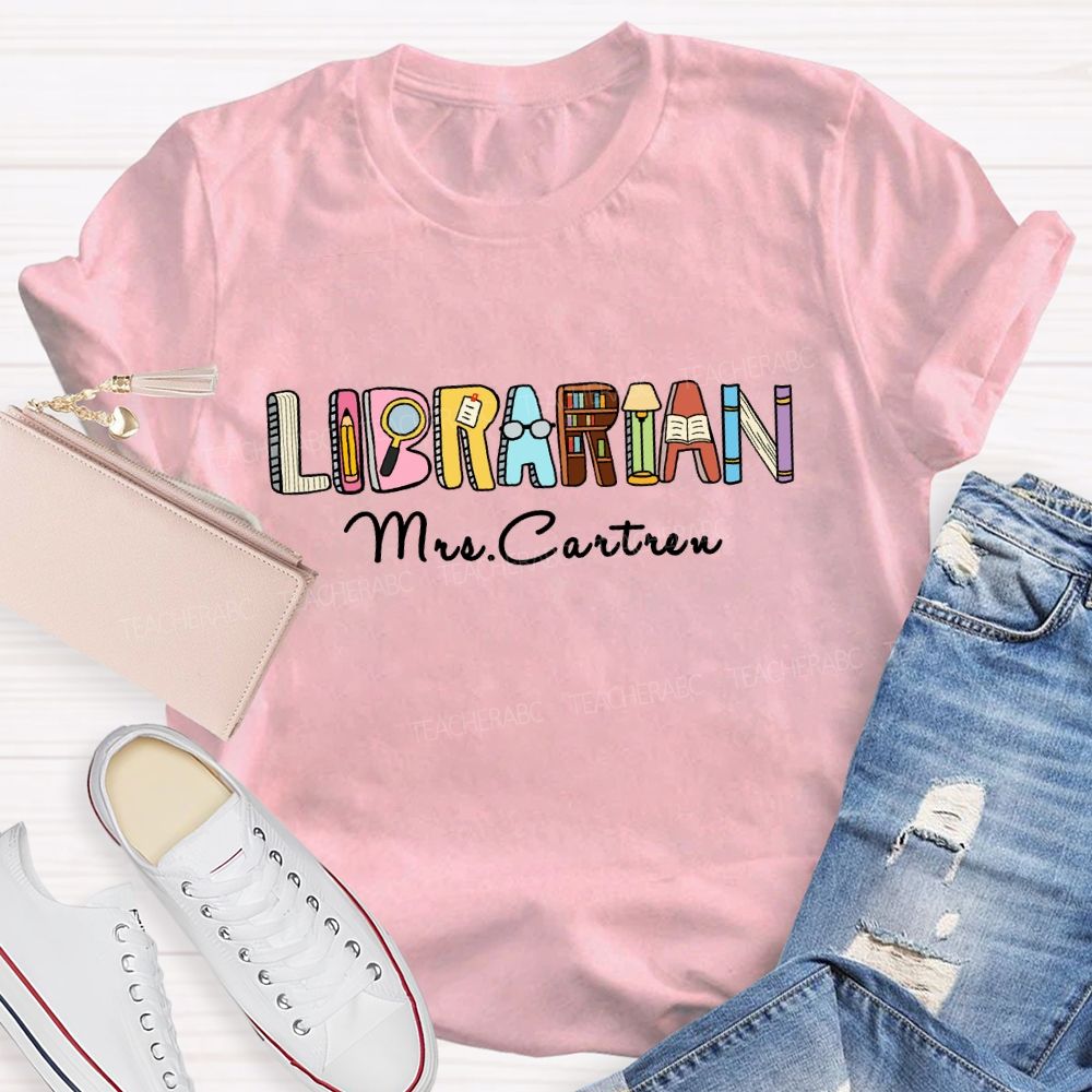 Personalized Library Name Bookshelf T-Shirt