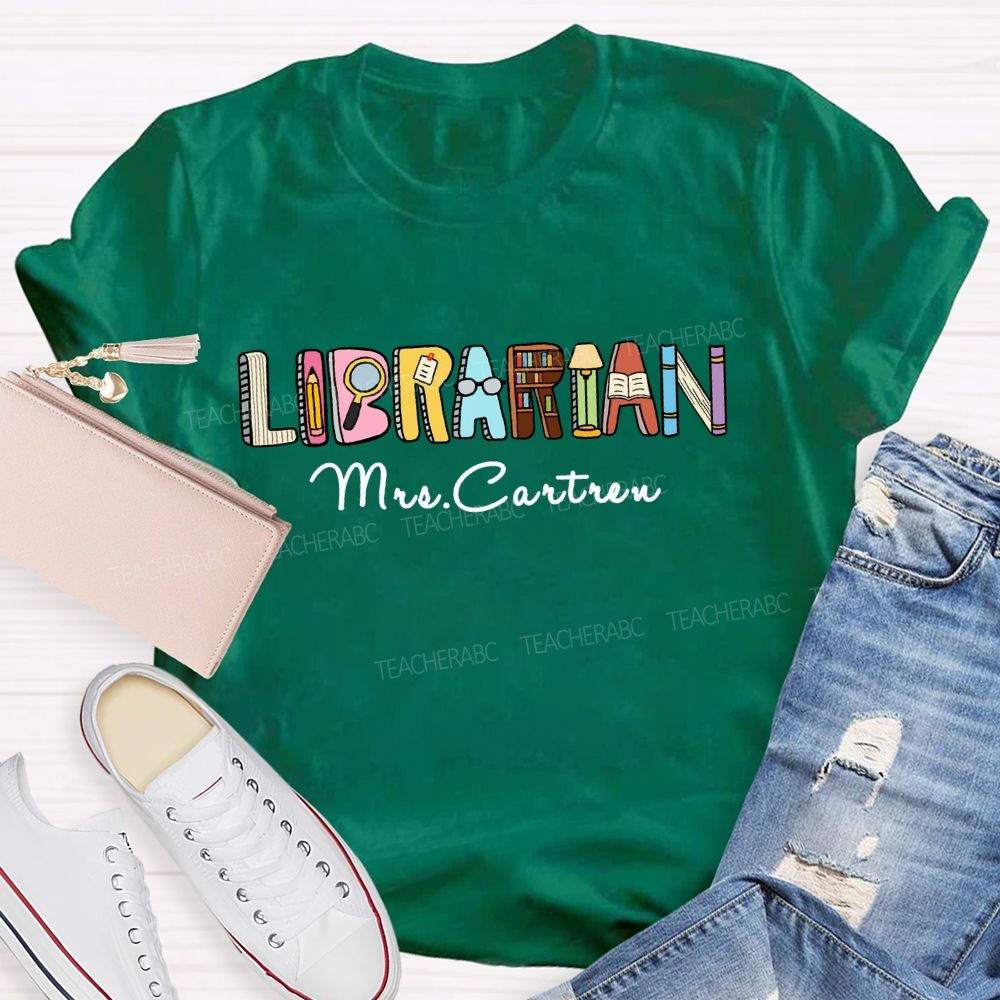 Personalized Library Name Bookshelf T-Shirt