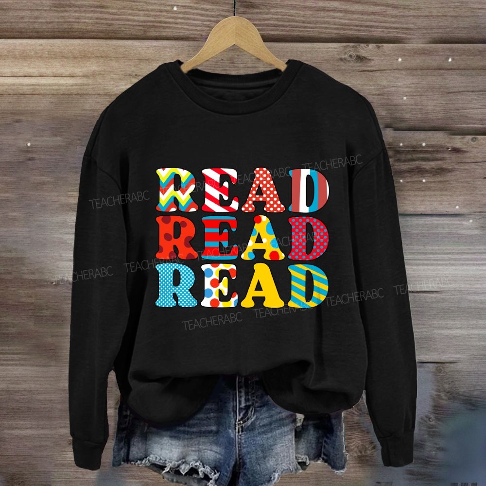 Read Read Across America Colorful Plaid Print Sweatshirt