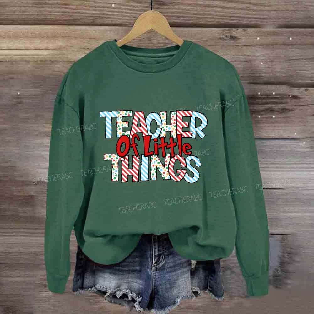Teacher Or Little Things Colorful Polka Dot Font Sweatshirt