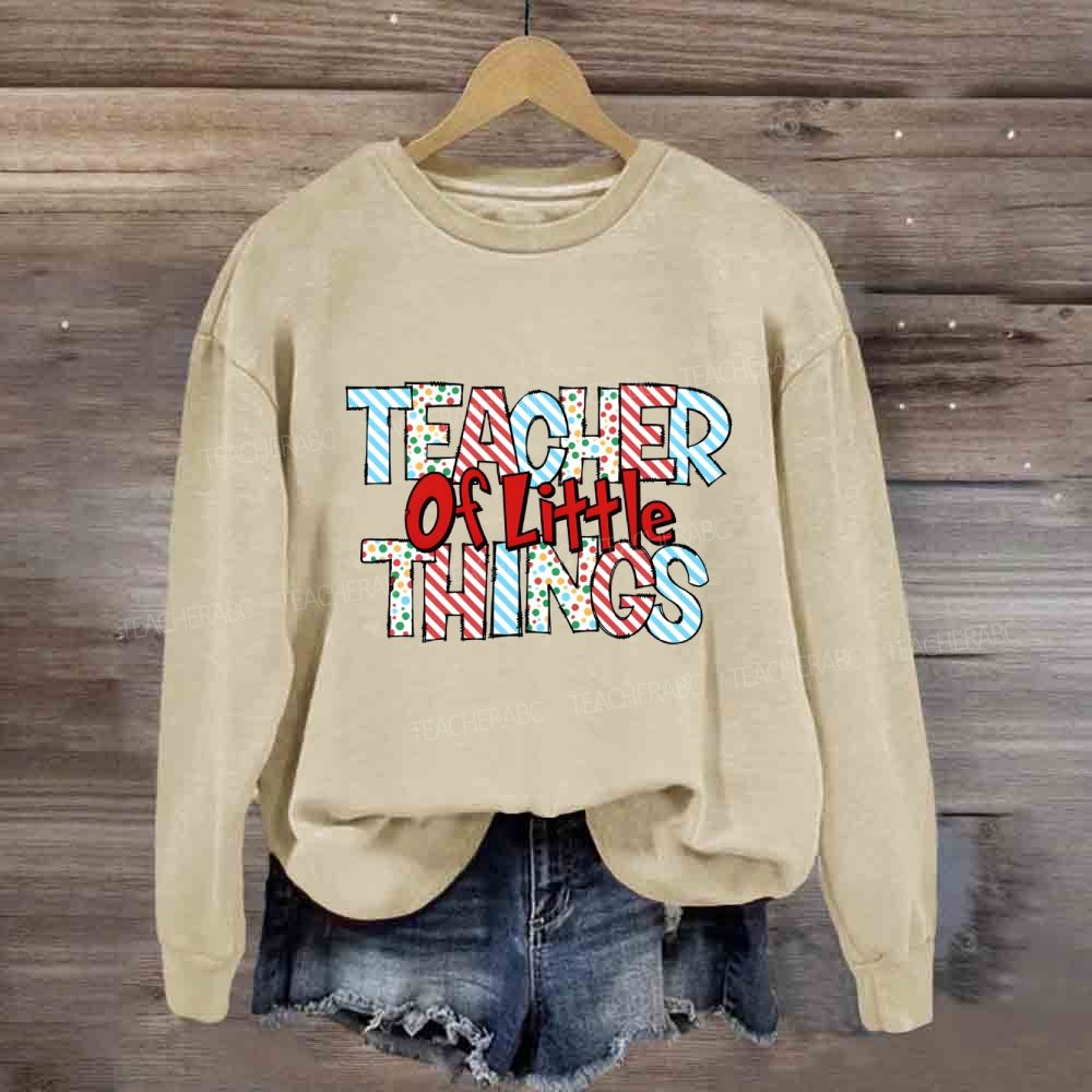 Teacher Or Little Things Colorful Polka Dot Font Sweatshirt