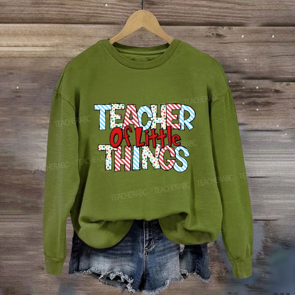 Teacher Or Little Things Colorful Polka Dot Font Sweatshirt