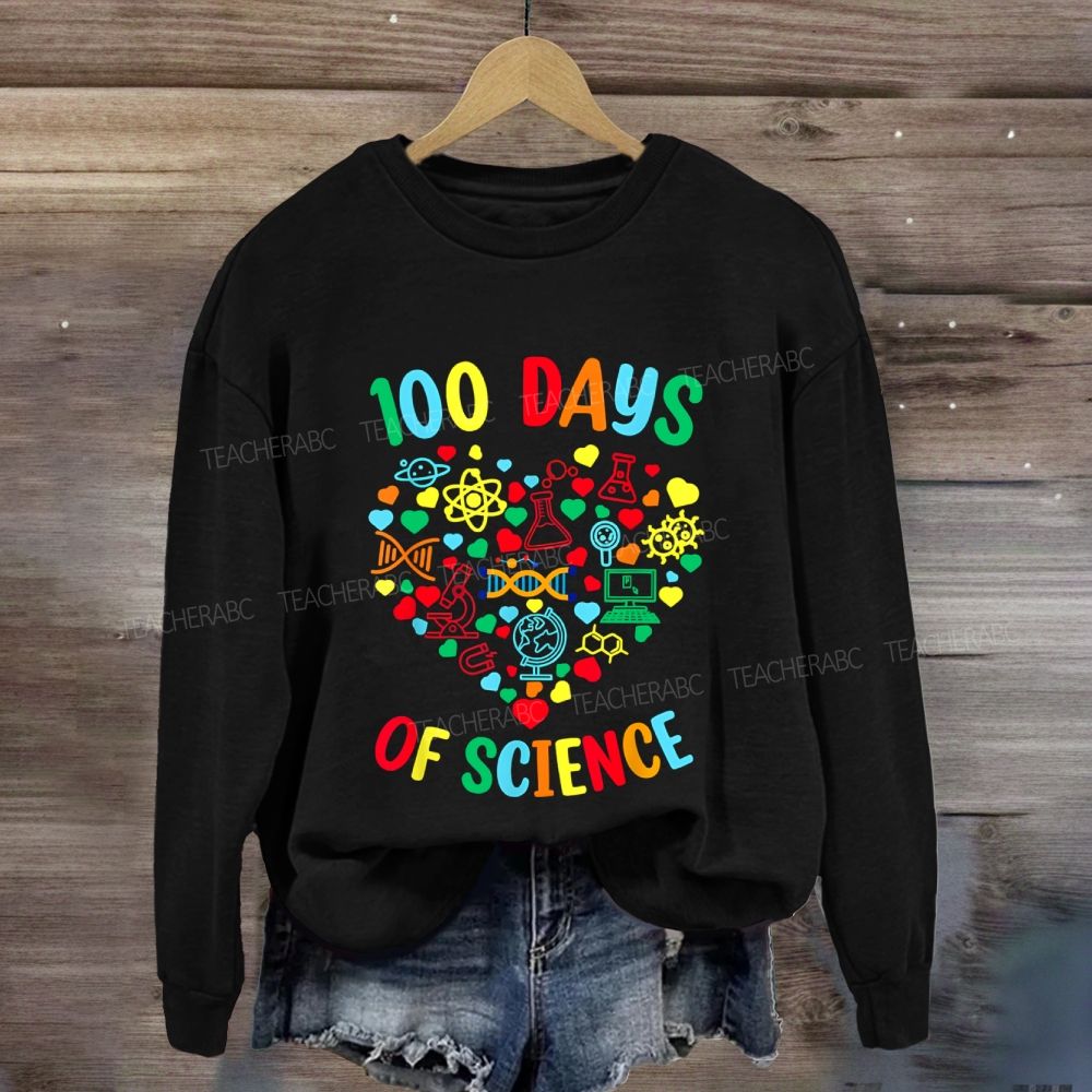 100 Days Of Science Colorful Heart Sweatshirt