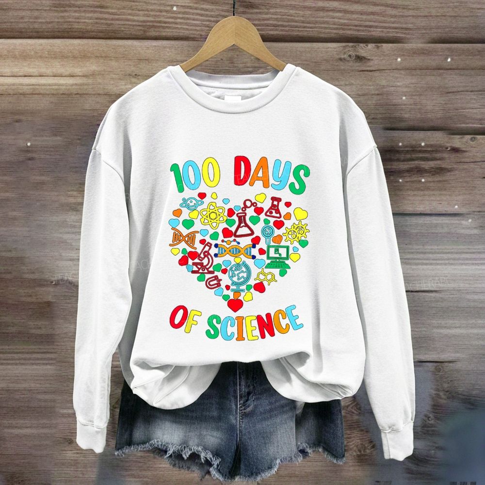 100 Days Of Science Colorful Heart Sweatshirt