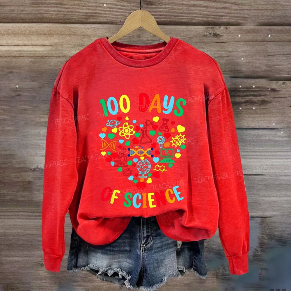 100 Days Of Science Colorful Heart Sweatshirt