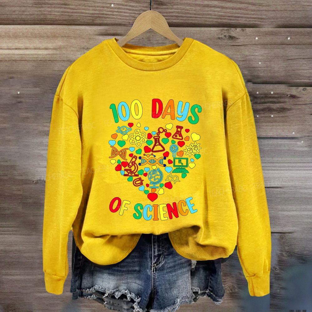 100 Days Of Science Colorful Heart Sweatshirt