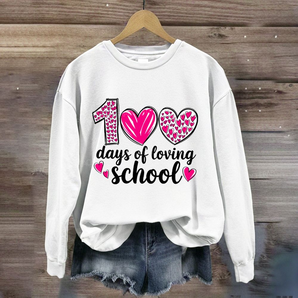 100 Days Of Loving School Pink Heart Sweatshirt