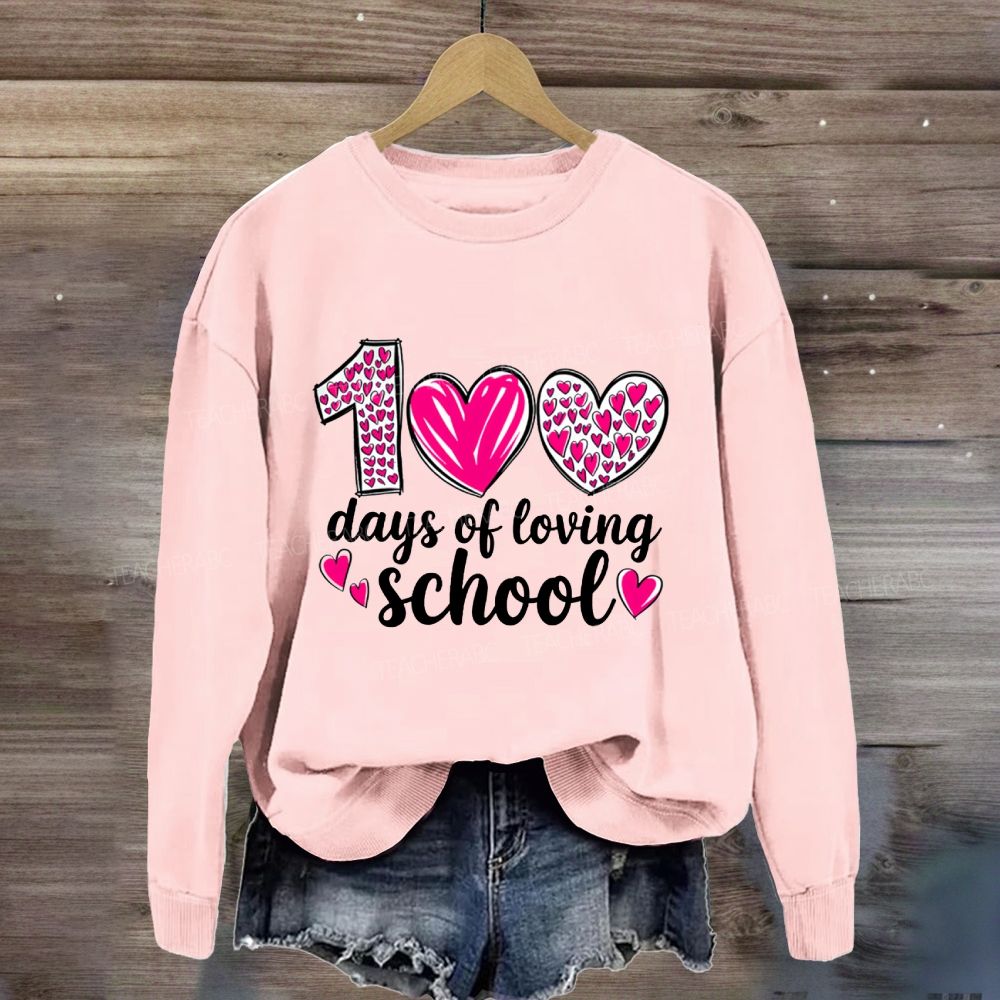 100 Days Of Loving School Pink Heart Sweatshirt