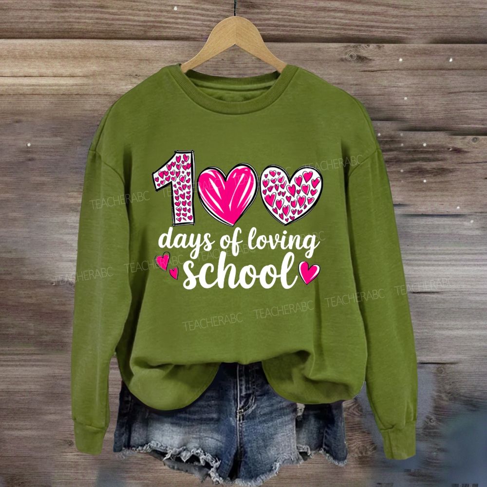 100 Days Of Loving School Pink Heart Sweatshirt
