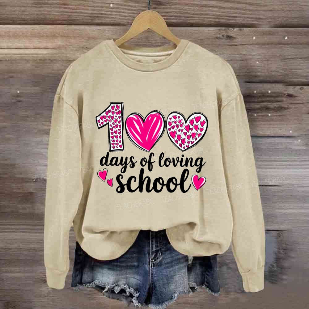100 Days Of Loving School Pink Heart Sweatshirt