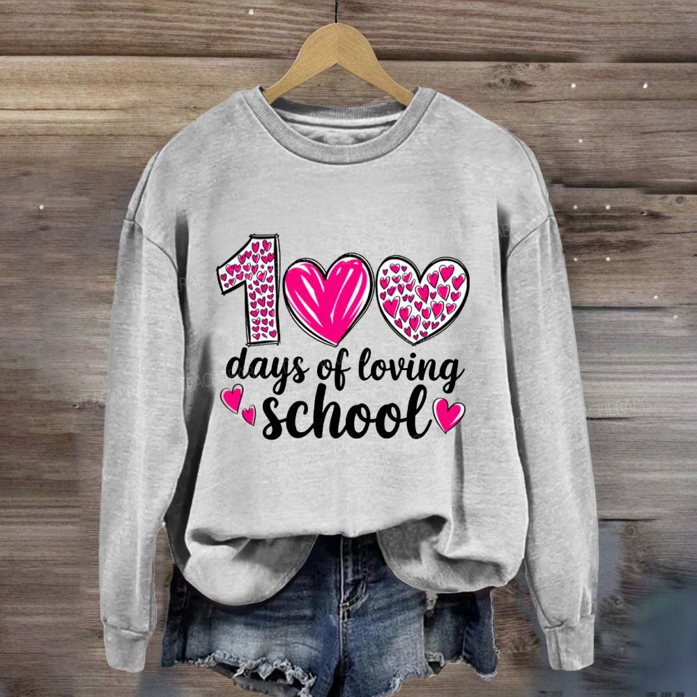 100 Days Of Loving School Pink Heart Sweatshirt